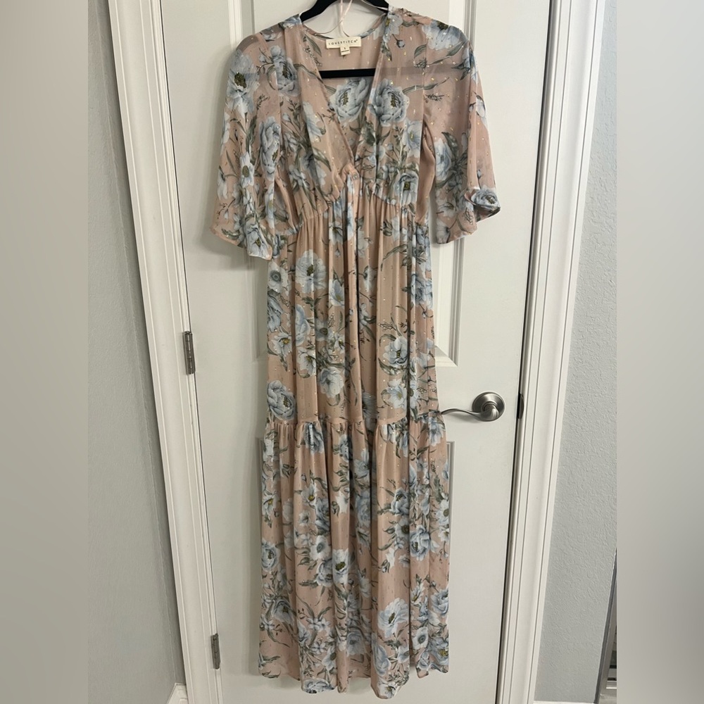 Pink floral maxi dress